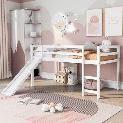 Streamdale Loft Bed with Slide, Multifunctional Design, Twin (White)