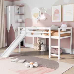 Streamdale Loft Bed with Slide, Multifunctional Design, Twin (White) - 1 of 4