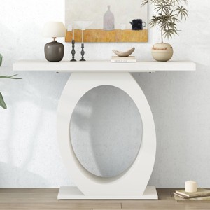 39.4'' Modern Console Table with Sculptural Oval Base,Narrow Entryway Accent Table for Living Room or Hallway-Baofuwish - 1 of 4