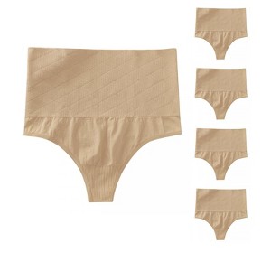 Allegra K Women's Tummy Control Comfortable Slimmer High Waist Solid Thongs Multicolored - 1 of 4