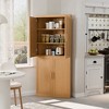 Wooakway Natural Wood/Black/Light Walnut/White Decorative Storage Cabinet Corner Kitchen Dining Cabinet Freestanding Cupboard Adjustable Shelves Home - 3 of 4