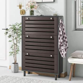 Homcom Trendy Shoe Storage Cabinet With 3 Large Fold-out Drawers & A  Spacious Top Surface For Small Items, Espresso : Target