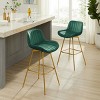 Art Leon Comfortable Velvet Swivel Barstool with Golden Legs, Set of 2 - 3 of 4