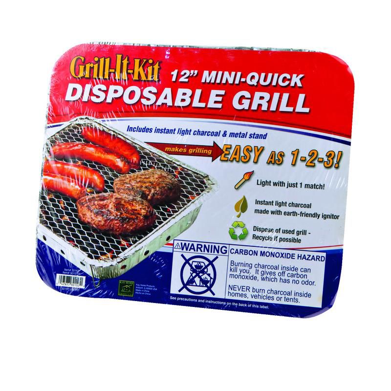 Kay Home Products Marsh Allen 12 in. Grill-It-Kit Charcoal Disposable Grill Silver, 1 of 2