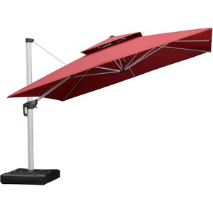 PURPLE LEAF 12ft Patio Umbrella Outdoor Square Double-Top Aluminum Umbrella Cantilever Patio Umbrella for Garden Deck Pool Patio - 1 of 4