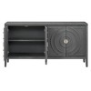 Hostack Retro Sideboard with Circular Groove Design, Round Metal Door Handle for Entrance and Living Room, Gray - 2 of 4