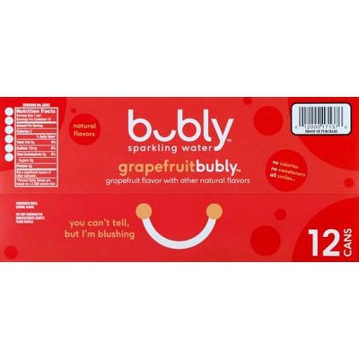 Bubly Sparkling Water, Grapefruit, 12 Ounce Cans,12 Fl Oz (Pack of 12)