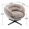 VYNXARIA Modern Chenille Office Chair,360 Swivel Accent Chair with Removable Cushion,Round Office Chair, Black Metal Base,Cotton Material,Brown - 4 of 4