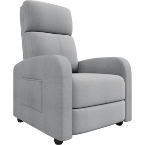 Manual Recliner Chair for Adults, Linen Fabric Upholstered Reclining Chair with High Backrest, Retractable Footrest & Side Pocket, for Nursery Bedroom - 1 of 4