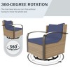YARDSIGHT 3-Piece Patio Swivel Rocker Conversation Set with 2 Armchairs and 1 Wicker Side Table, Wood-Look Metal Tabletop and Olefin Cushions - 3 of 4