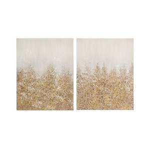 Madison Park Set of 2 22" x 28" Glimmer Hand Brush Embellished Canvas Gold: Modern Abstract Wall Art for Living Room - 1 of 4