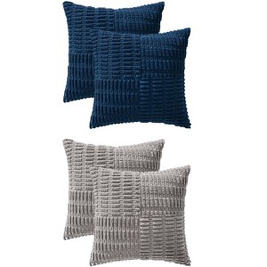 REGALWOVEN 4 Pcs Solid Corduroy Soft Decorative Throw Pillow Covers for Modern Farmhouse Home Decor 18 x 18 Inch - 1 of 4