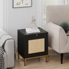 2PCS Rattan Nightstand, Rattan End Table with Hidden Retractable Desktop - 4 of 4