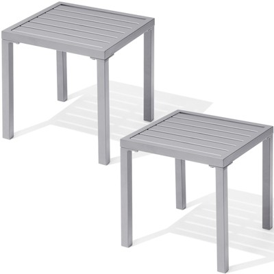 Crestlive Products Outdoor 16in Side Table Small Metal Square End Table Easy Assemble Weather Resistant Ideal