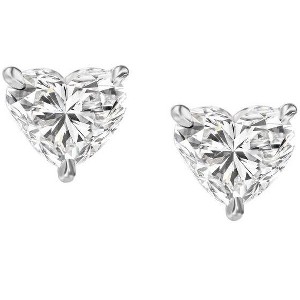 Pompeii3 1Ct Heart Shape Diamond Studs Lab Created 14k White Gold - 1 of 4