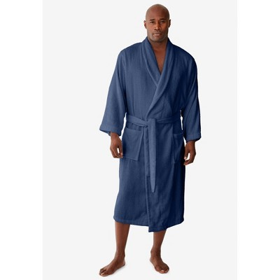 Maroon Cotton Terry Cloth Shawl Lapel Bathrobe with Tie Belt