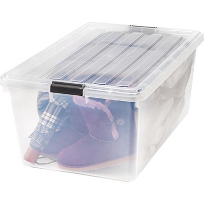 Clear Polypropylene Stackable Storage Bin with Latch Lid, 68 Quart