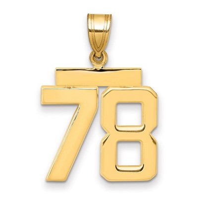 Black Bow Jewelry 14k Yellow Gold, Athletic Collection Medium Polished Number 78 Pendant