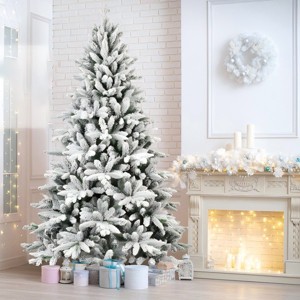 Artificial Trees Christmas PE&PVC Faux Tree Indoor With 768 Branch Tips,Metal Stand And Realistic Snowflake,Home Decoration-Maison Boucle - 1 of 4