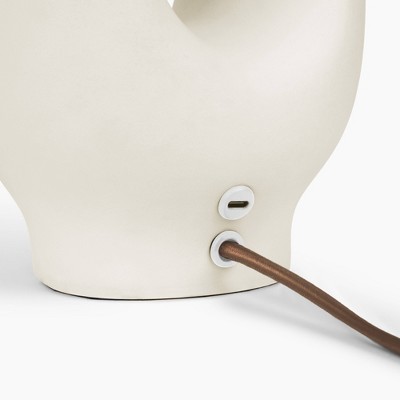 Artemis 22" White Ceramic Table Lamp with Cotton Shade