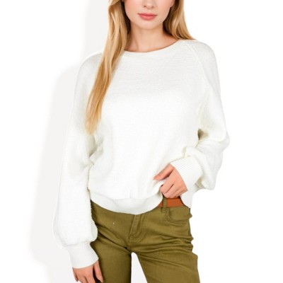 Anna-Kaci Women's Long Sleeve Ribbed Knit Pullover Sweater with Crew Neck