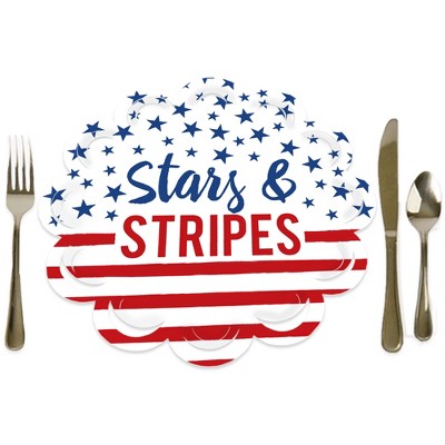 Big Dot of Happiness Stars & Stripes - Patriotic Party Round Table Decorations - Paper Chargers - Place Setting For 12