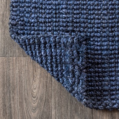 Handwoven Coastal Blue Jute 4' x 6' Indoor Area Rug