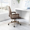 Office Chair 38.2–41.3"H Espresso – Faux Leather Upholstery with Bronze Steel Frame, Modern Adjustable Swivel Seating By Zuo Modern - 3 of 4