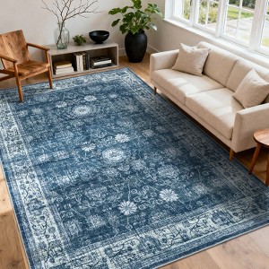 Area Rugs Washable Non-Slip Low Pile Ultra Soft Indoor Under Table Area Rug Carpet for Bedroom Living Room - 1 of 4