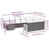 vidaXL 11 Piece Patio Sofa Set with Cushions Black Poly Rattan - Black and Cream - 3 of 4