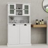 GlasFlength Decorative Storage Cabinet Tall 2-Compartment Tilt-Out Laundry Basket with Shelves, For Bathroom and Laundry, White, 32.68"*14.57"*59.69" - 2 of 4