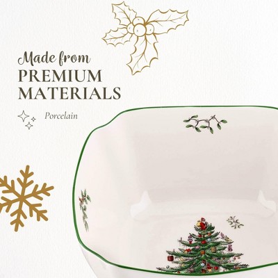 White and Green Ceramic Christmas Tree Serving Bowl