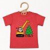 Santa Excavator Distressed - Toddler Short Sleeve Graphic T-Shirt - 2 of 3