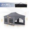 Costway 10 x 20FT Pop up Canopy  Outdoor Canopy Tent with 6 Sidewalls Carrying Bag Blue/Black/Gray/White/Pink - 3 of 4