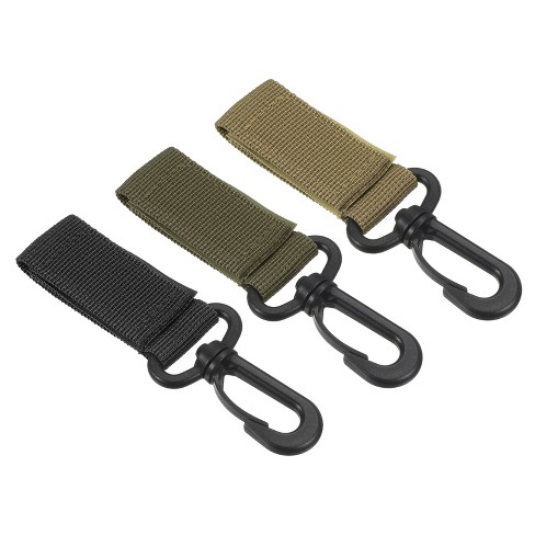 Unique Bargains Belt Keeper Key Clip Set Nylon Webbing Buckle Keychain Black Green Khaki 3pcs