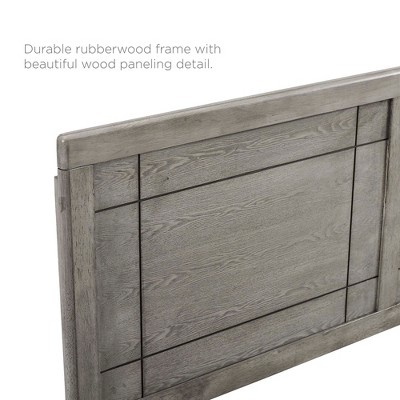 Gray Full Rubberwood and MDF Headboard with Window Pane Design