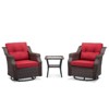 Buenhomino 3-Piece Outdoor Wicker Swivel Rocker Chair Set with Side Table, All-Weather PE Rattan Glider Chairs with Cushions for Patio or Deck - 3 of 4