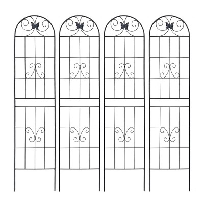 Dolonm 2 Pack Metal Garden Trellis 86.7" x 19.7" Rustproof Trellis for Climbing Plants Outdoor Flower Support Black