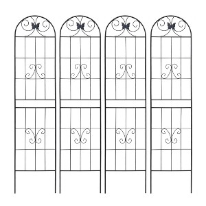 Dolonm 2 Pack Metal Garden Trellis 86.7" x 19.7" Rustproof Trellis for Climbing Plants Outdoor Flower Support Black - 1 of 4