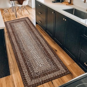 Modern Washable Area Rug, Non Slip Indoor Print Mat For Living Room Bedroom Dining Room Kitchen Enterway, Low Pile Stain Resistant Foldable Carpet - 1 of 4