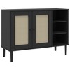 vidaXL Sideboard SENJA Rattan Look Black 44.1 in.x15.7 in.x31.5 in. Solid Wood Pine - 2 of 4