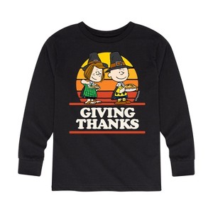 Boys' - Peanuts - Snoopy Charlie and Lucy Thankful Long Sleeve Graphic T-Shirt - 1 of 4