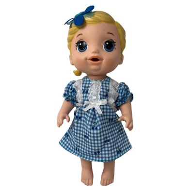 Sweet Blue Check and Cherry Nightgown with Lace Trim for 12-Inch Baby Alive Dolls