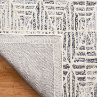 Ivory and Gray Wool Tufted Runner Rug, 2'3" x 9'