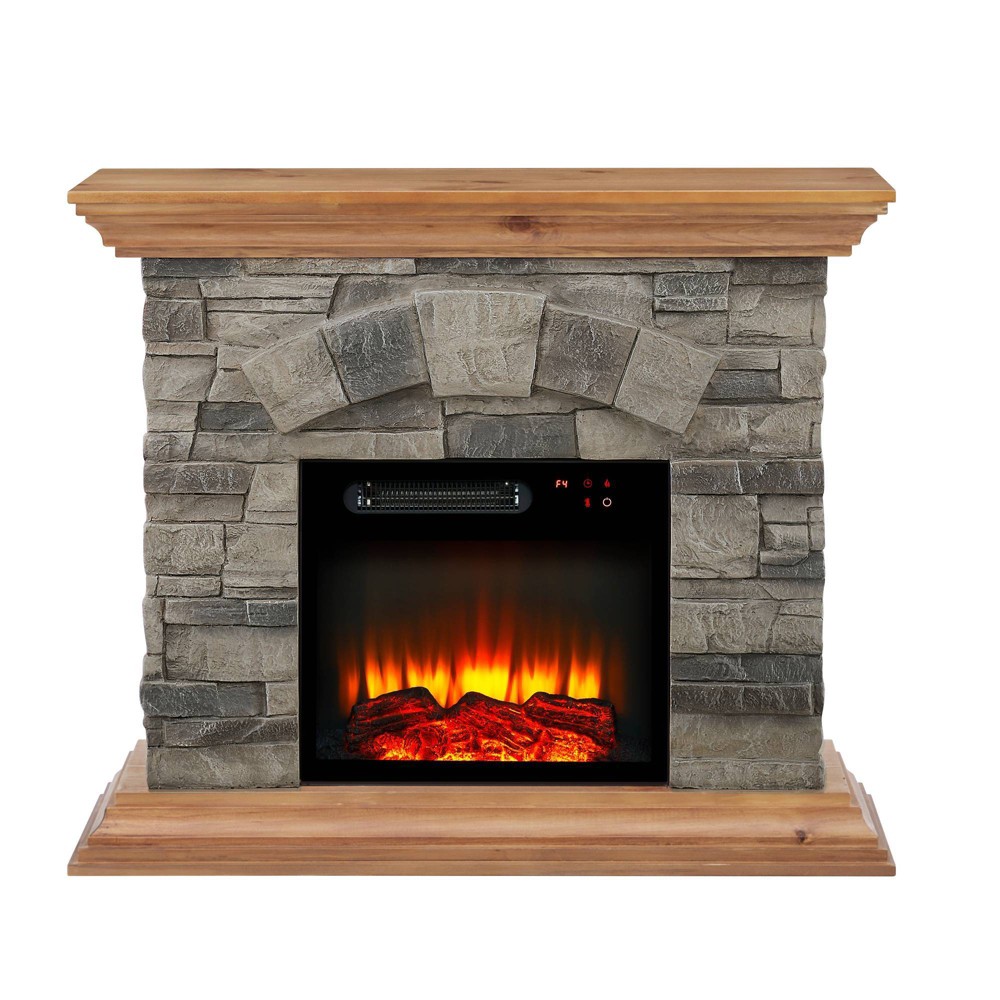 Photos - Electric Fireplace 40" Freestanding  Tan - Home Essentials