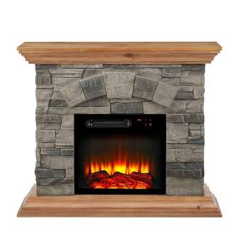 40" Freestanding Electric Fireplace Tan - Home Essentials