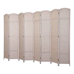 FDW Round Top Woven Room Divider 4/6/8-Panel Foldable Partition Screen  for Home Office - 1 of 4