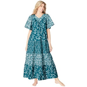 Only Necessities Plus Size Long Tiered Print Lounger - 1 of 4
