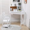 Kids Study Desk and Chair Set, Kids Corner Study Table with Hutch, Adjustable Chair, Cork Board, White Children Desk Chair Set - 2 of 4