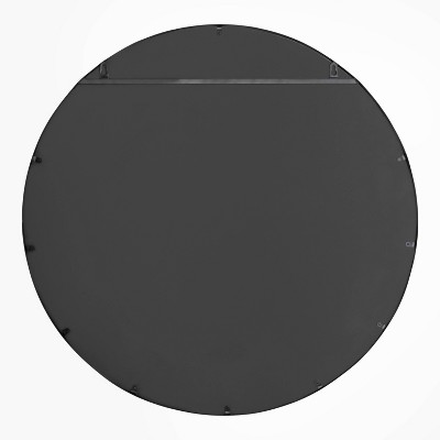 Kaveena 30" Round Black Metal Framed Wall Mirror
